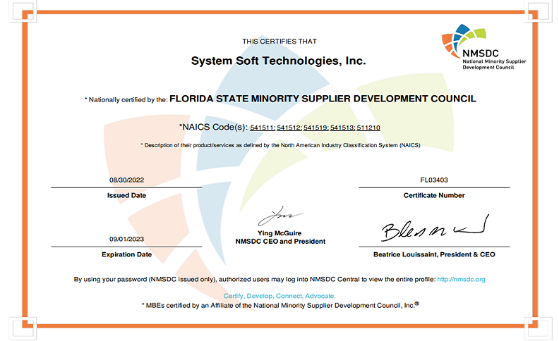 MBNUSA NMSDC Certificate